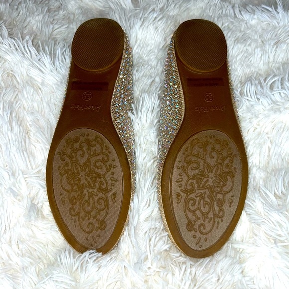 NIB Dream Pairs Gold Rhinestone Ballet Flats Size 5.5 - Picture 6 of 10